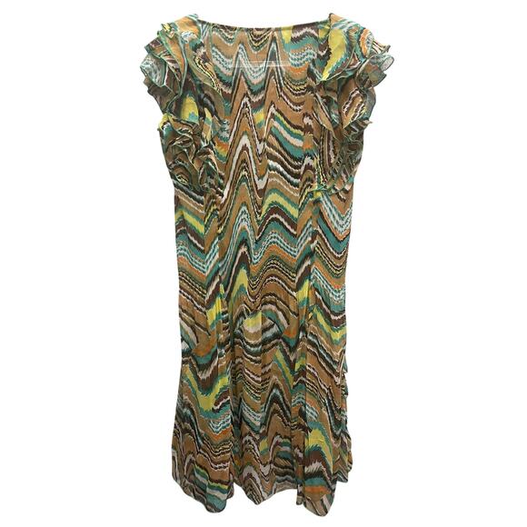 Jerry. T woman's ruffled layered stretch dress multi‎ colored Medium - Picture 2 of 7